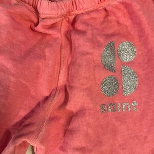 Saint Women's Pink Joggers with Silver Logo